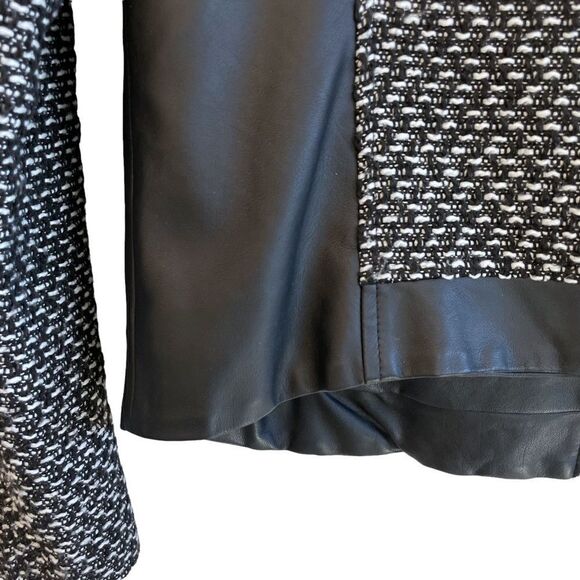 Jessica Simpson Wool Blend Tweed Vegan Leather Jacket - Picture 9 of 10
